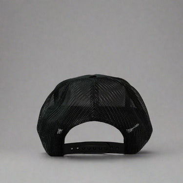 Black mesh cap with 'Cabover" on a gray background back view