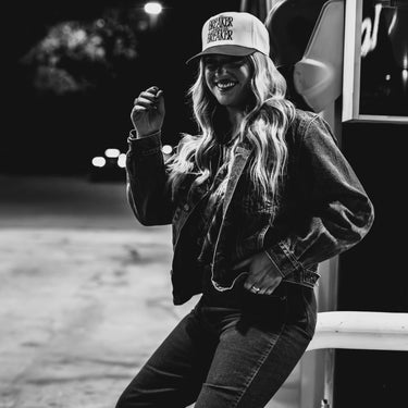 Heart Breaker Breaker Trucker Hat Model Black & White