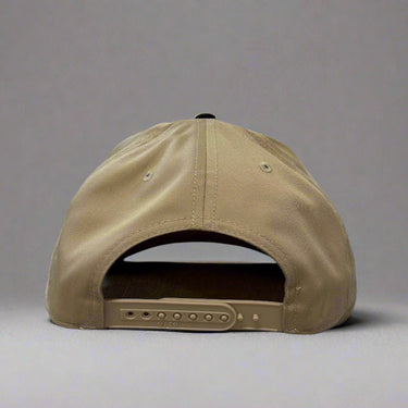 Khaki and black cap with 'Armed & Dangerous' text back view