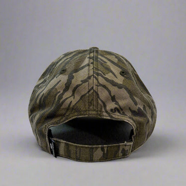 Mossy Oak Bottomland Camouflage cap with 'Timber & Tines' back view
