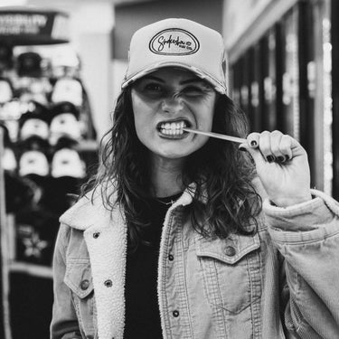 Smokeshow XO Trucker Hat Model Black & White