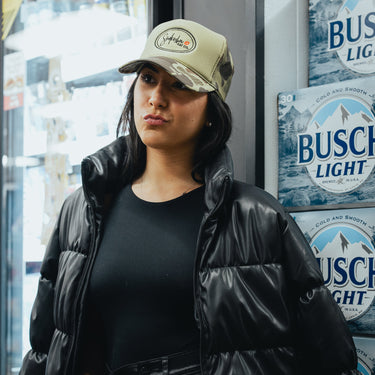 Smokeshow XO Trucker Hat Model in Black