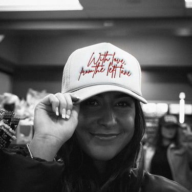 With love from the left lane trucker hat model black & white