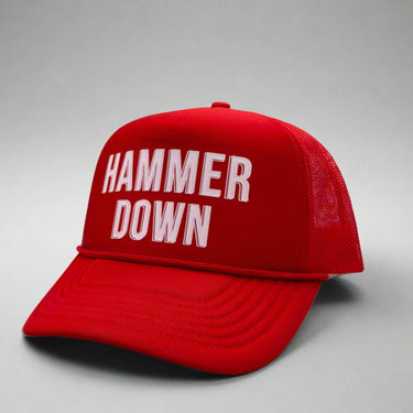 hammer down left lane trucker hat front 