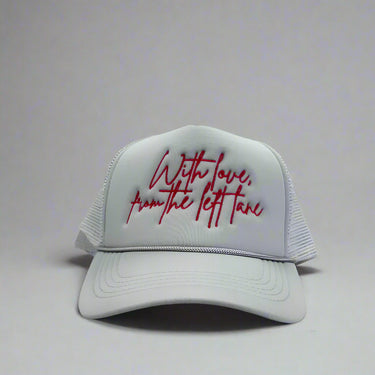 with love from the left lane hat front